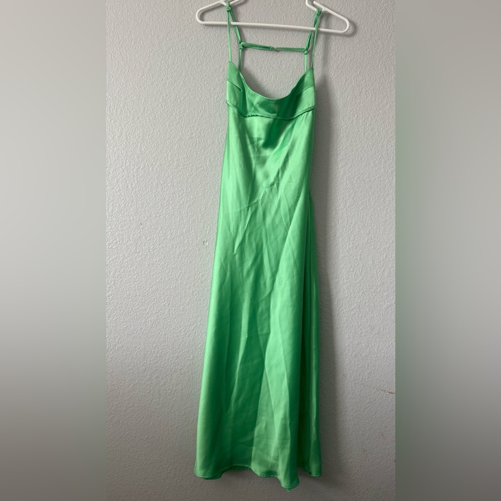 Zara Vibrant Green Satin Dress